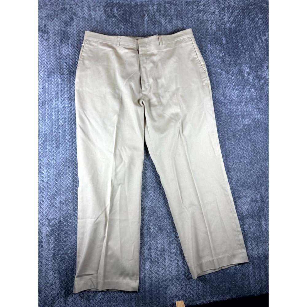Haggar Mens 36x29 Tan Cotton Flat Front Dress Pants Formal Business Straight Leg
